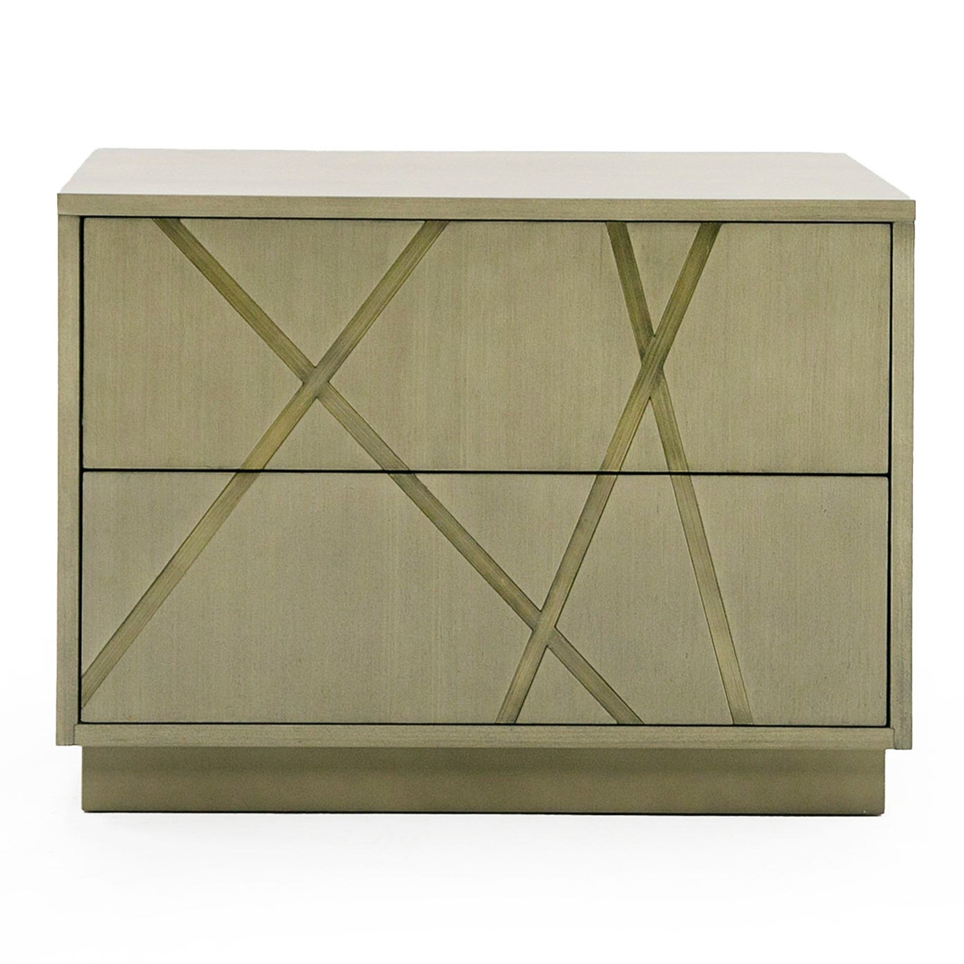 Nixa - Modern Wide Birch + Brushed Bronze Nightstand