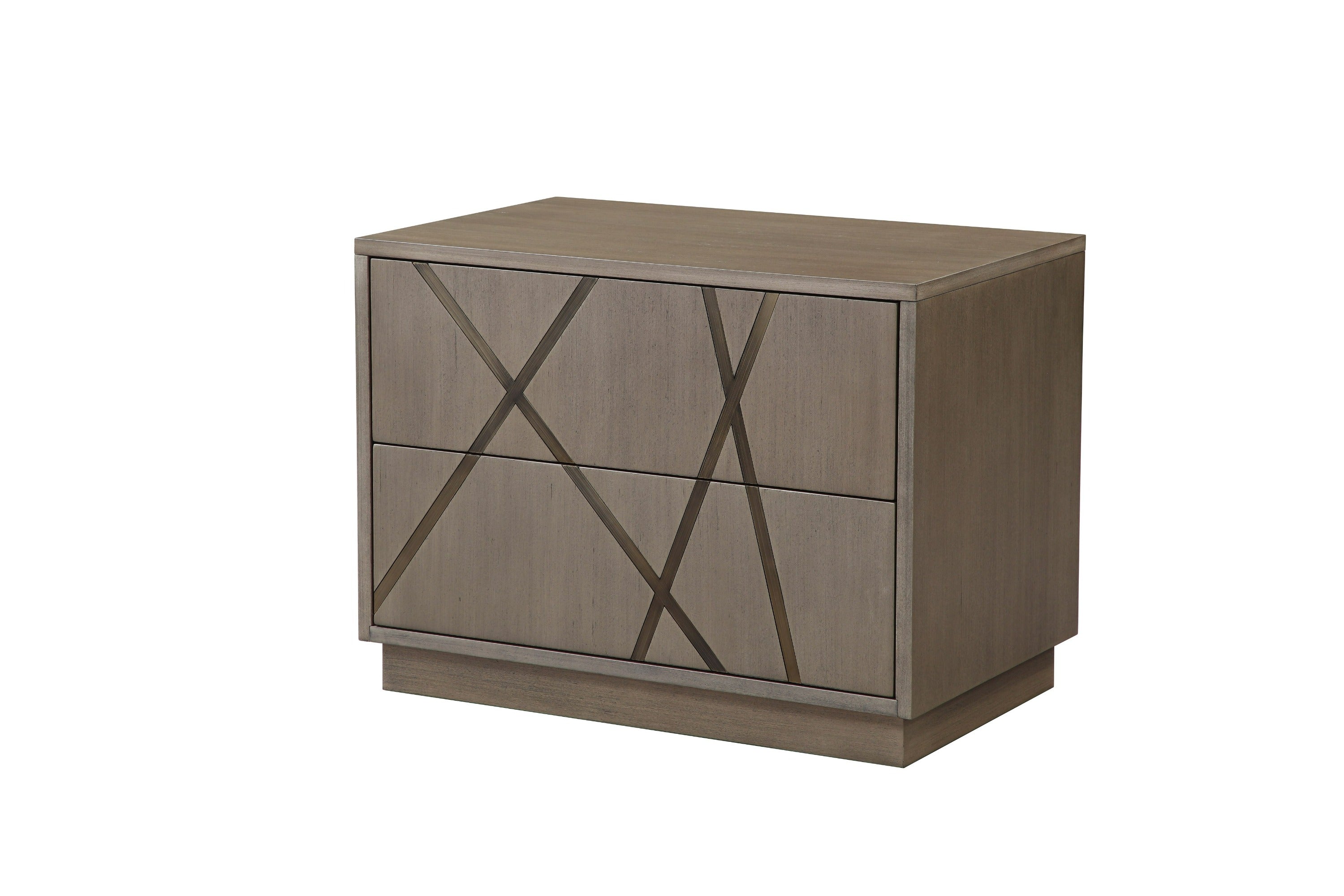 Nixa - Modern Beige Velvet + Brushed Bronze + Birch Bed + Nightstands - eastern - Modern Beige Velvet + Brushed Bronze + Birch Bed + Nightstands - eastern