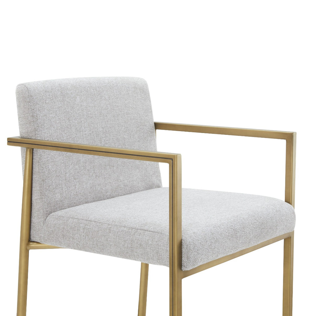 Burnham - Contemporary Light Grey Fabric + Brass Counter Stool