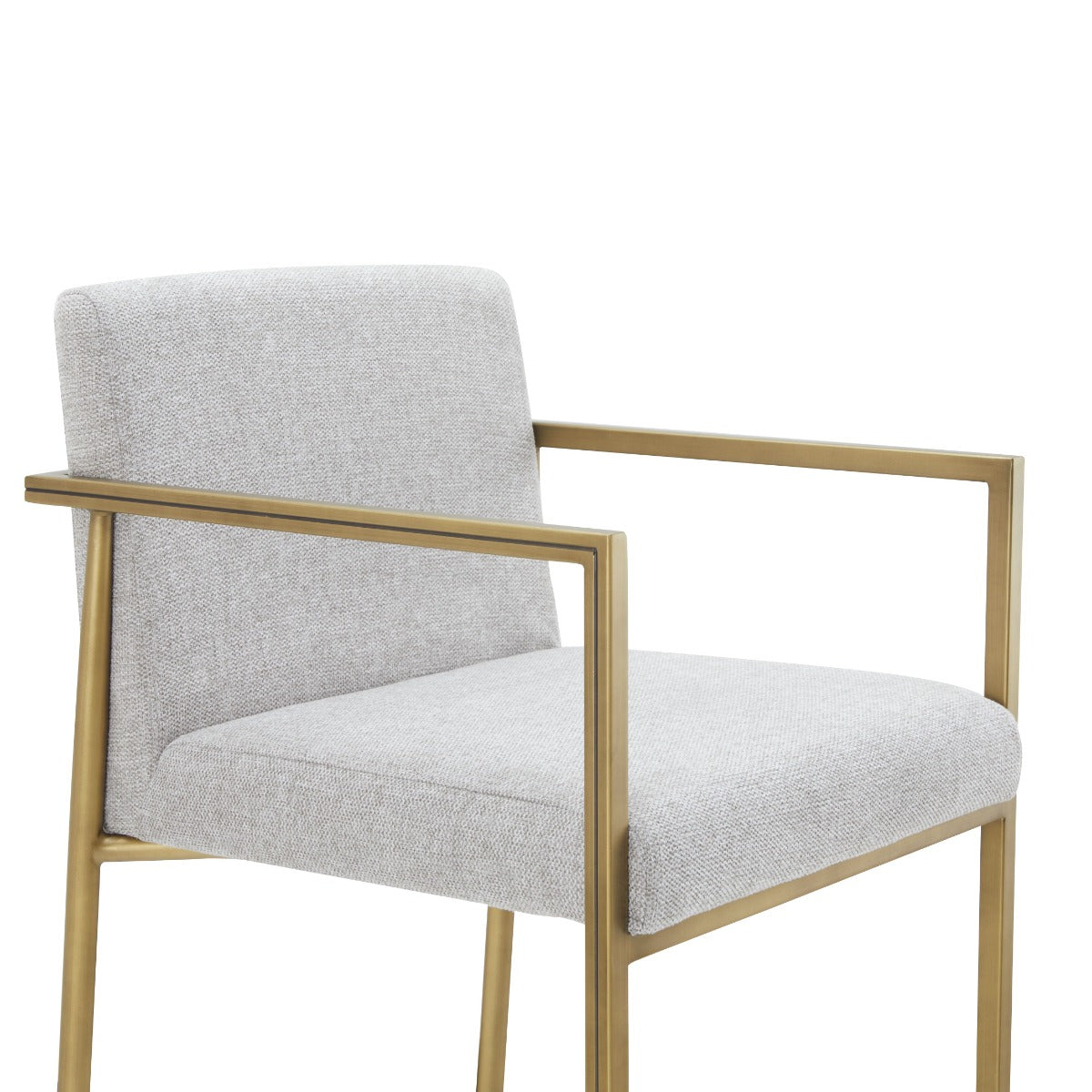 Burnham - Contemporary Light Grey Fabric + Brass Counter Stool