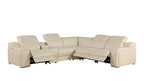 1116 Divanitalia 6-Piece L-Shaped Sectional Sofa in Top Grain Italian Leather with 3 Power Recliners & Power Headrests - Beige - SKU 1116-BEIGE-6PC-3PWR-SECTIONAL- GROUP - view 3