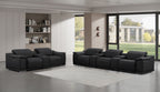 2679 Power Reclining Sofa and Loveseat in Genuine Leather - 5 Recliners with Power Headrests & 3 Consoles - Black - SKU 2679-BLACK-8.5-HT-2PC - view 2