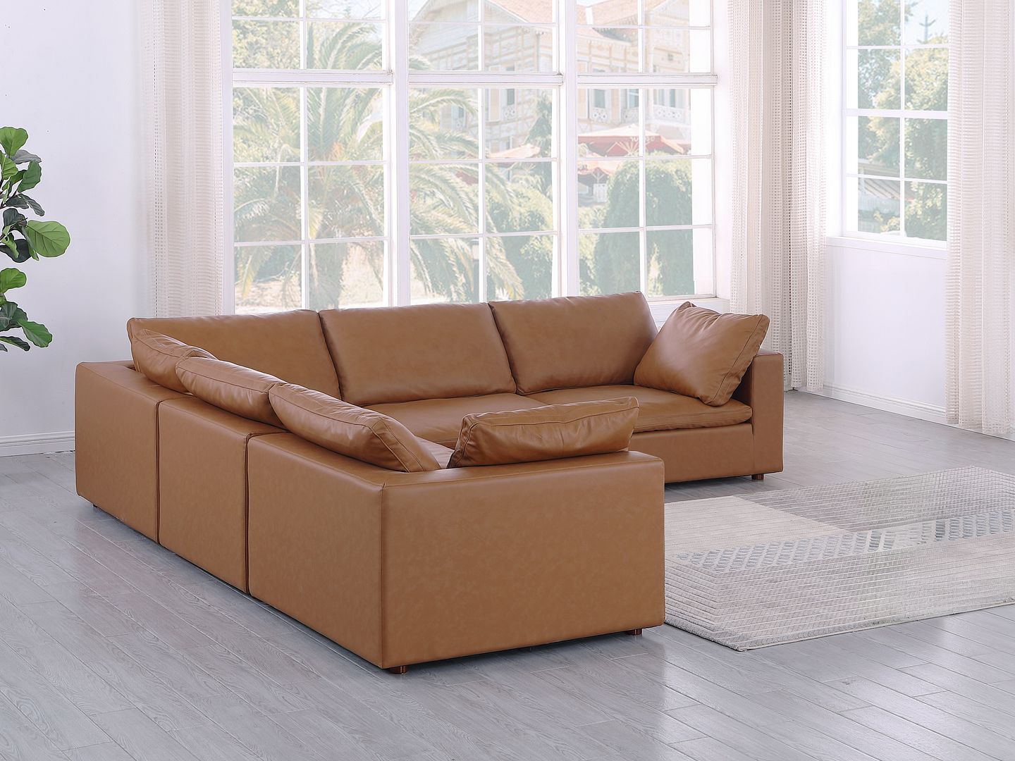 1100 Divanitalia 5-Piece L-Shaped Sectional Sofa - Top-grain Italian Leather