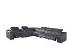 9762 Divanitalia 7-Piece L-Shaped Top Grain Italian Leather Sectional Sofa with 3 Power Recliners