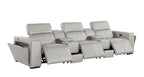 1224 Divanitalia 5-Piece Modular Power Reclining Sofa in Top Grain Italian Leather with 3 Power Recliners & Power Headrests - Light Grey - SKU 1224-LT-GREY-5.3-HT - view 5
