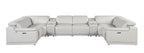 9762 Divanitalia 8-Piece U-Shaped Top Grain Italian Leather Sectional Sofa with 4 Power Recliners