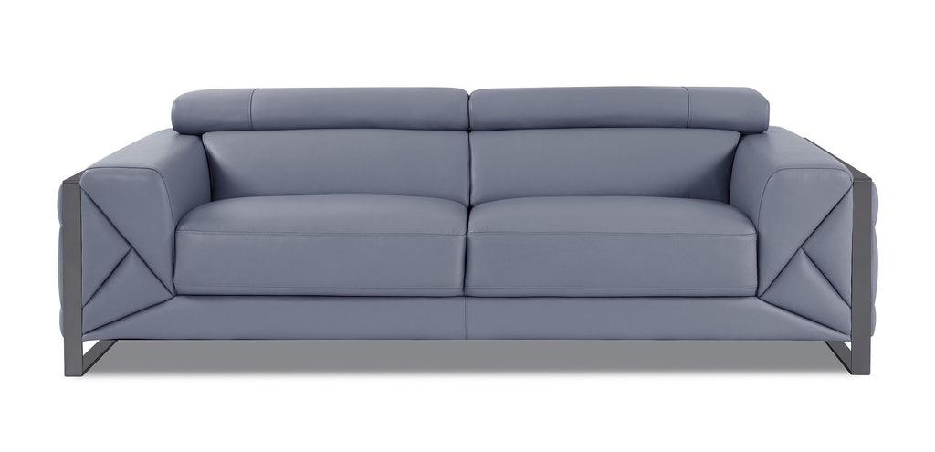 903 Divanitalia 2-Piece Sofa Set with Adjustable Headrest in Top-grain Italian Leather - Light Blue - SKU 903- LIGHT BLUE 2PC (S/L) - GROUP - view 3