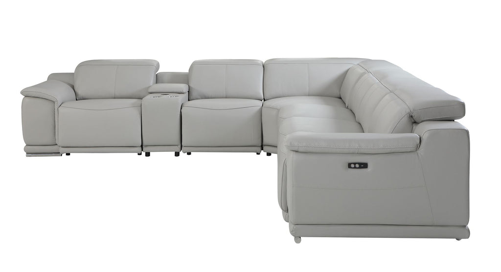 9762 Divanitalia 7-Piece L-Shaped Top Grain Italian Leather Sectional Sofa with 3 Power Recliners