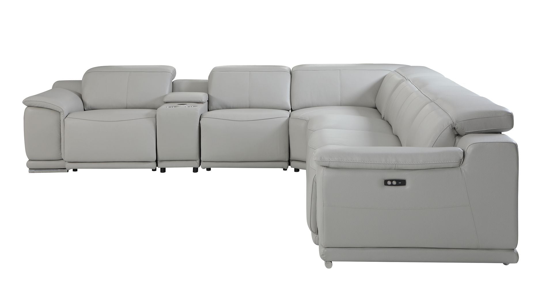 9762 Divanitalia 7-Piece L-Shaped Top Grain Italian Leather Sectional Sofa with 3 Power Recliners
