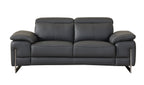 636 Divanitalia Dark Gray Loveseat with Adjustable Headrest in Top-grain Italian Leather - Dark Grey