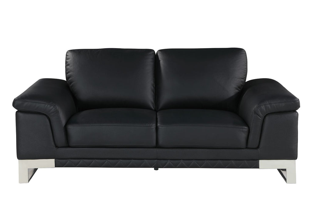 411 Divanitalia Loveseat in Top-grain Italian Leather - Black