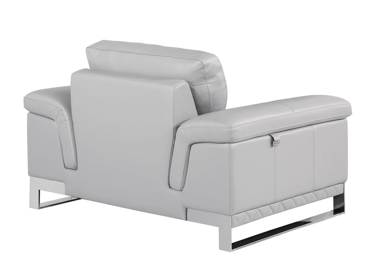 411 Divanitalia Chair in Top-grain Italian Leather - Light Grey - SKU 411-CH-LIGHT GRAY - view 3
