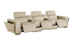 1224 Divanitalia 8-Piece Modular Power Reclining Sofa & Loveseat Set in Top Grain Italian Leather with 5 Power Recliners & Power Headrests - Beige - SKU 1224-BEIGE-8.5-HT-2PC - view 6