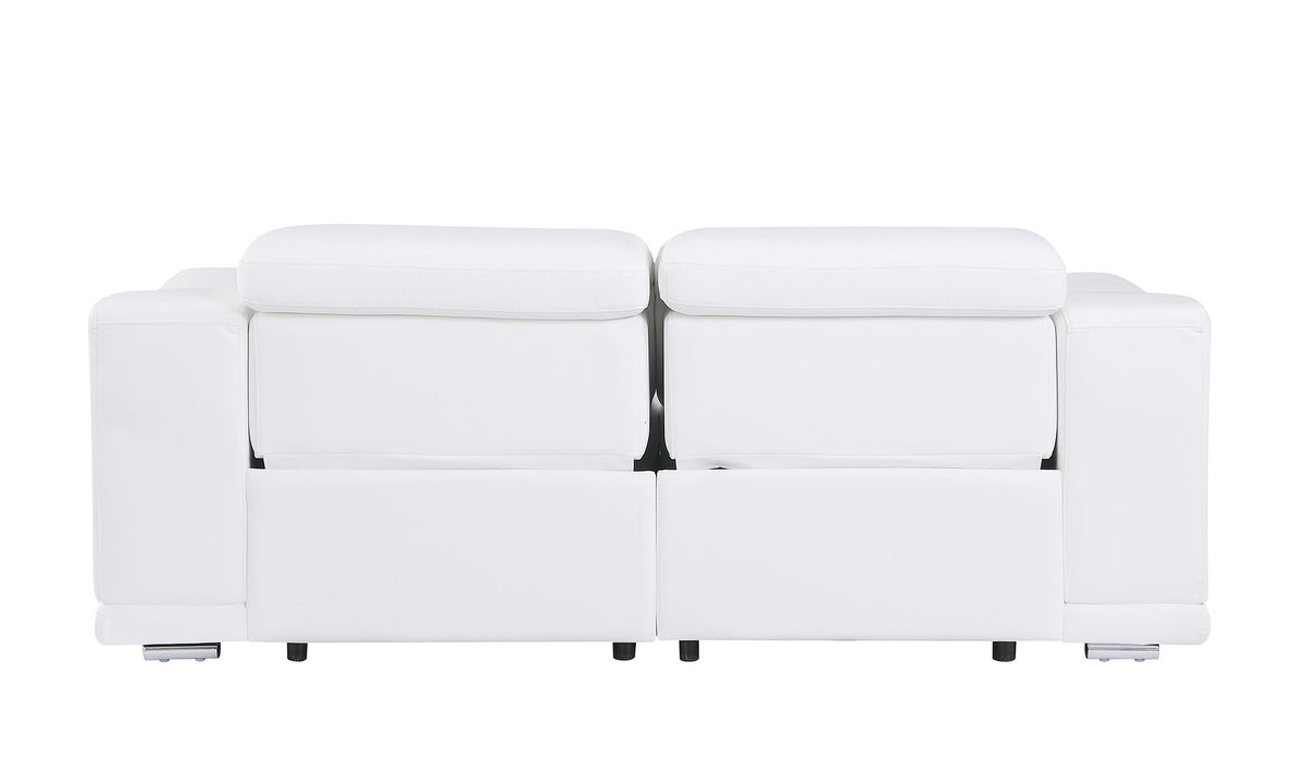 9762 Divanitalia 2-Piece Modular Power Reclining Console with 2 Power Recliners in Top Grain Italian Leather - White - SKU 9762-WHITE-2.2-HT - view 7