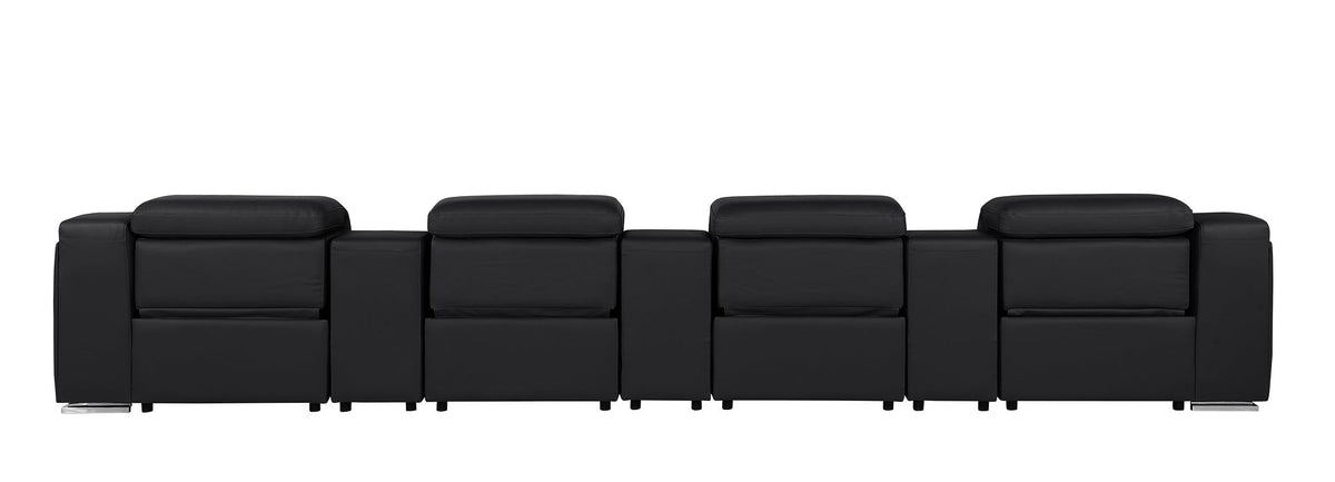 1116 Divanitalia 7-Piece Modular Power Reclining Sofa in Top Grain Italian Leather with 4 Power Recliners & Power Headrests - Black - SKU 1116-BLACK-S-7.4-HT - view 5