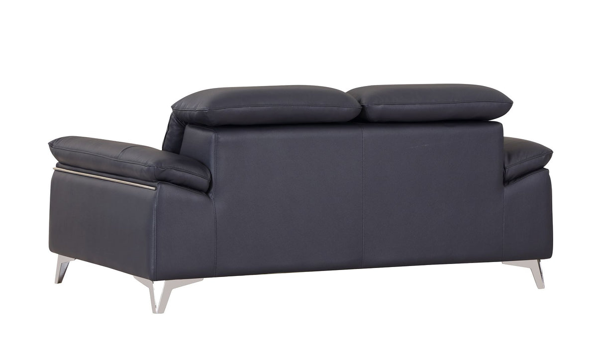 727 Divanitalia Loveseat with Adjustable Headrest in Top-grain Italian Leather - Navy - SKU 727-L-NAVY - view 3