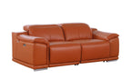 9762 Divanitalia 2-Piece Modular Power Reclining Console with 2 Power Recliners in Top Grain Italian Leather