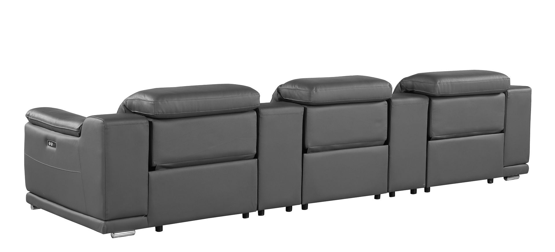 9762 Divanitalia 5-Piece Modular Power Reclining Sofa and Loveseat Set with 3 Power Recliners in Top Grain Italian Leather