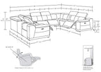 9762 Divanitalia 8-Piece U-Shaped Top Grain Italian Leather Sectional Sofa with 4 Power Recliners