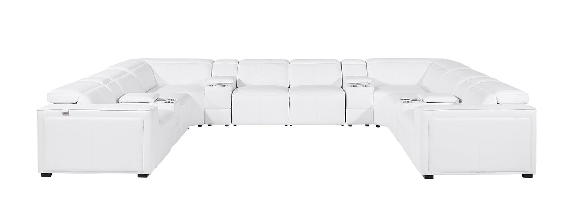 1224 Divanitalia 12-Piece U-Shaped Sectional Sofa in Top Grain Italian Leather with 4 Power Recliners & Power Headrests - White - SKU 1224-WHITE-12PC-4PWR-U-SECTIONAL - view 3