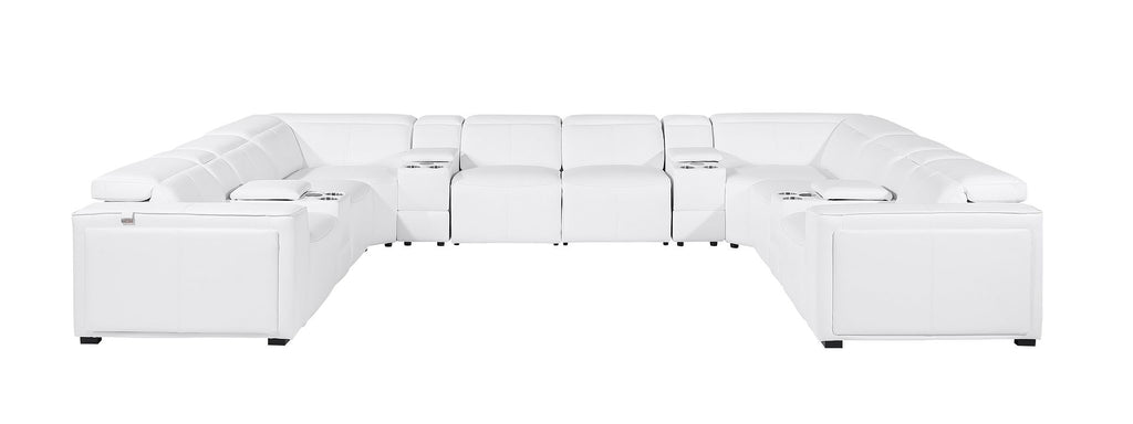 1224 Divanitalia 12-Piece U-Shaped Sectional Sofa in Top Grain Italian Leather with 4 Power Recliners & Power Headrests