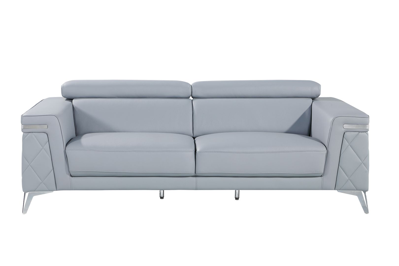 1140 Divanitalia Sofa with Adjustable Headrest in Top-grain Italian Leather - Light Blue