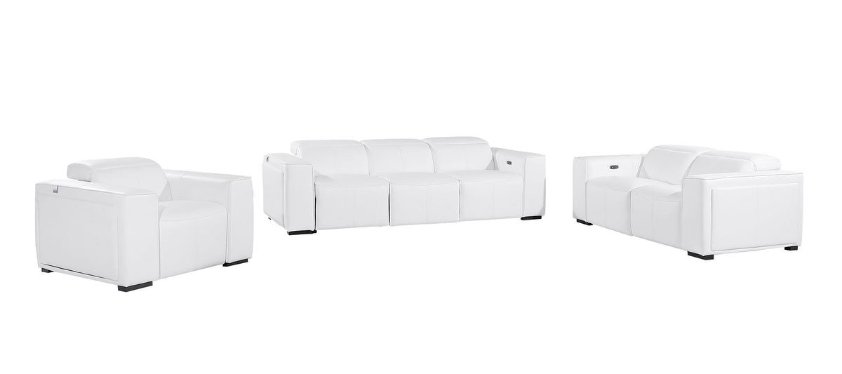 1224 Divanitalia 6-Piece Modular Power Reclining Sofa, Loveseat & Chair Set in Top Grain Italian Leather with 6 Power Recliners & Power Headrests - White - SKU 1224-WHITE-6.6-HT-3PC - view 3