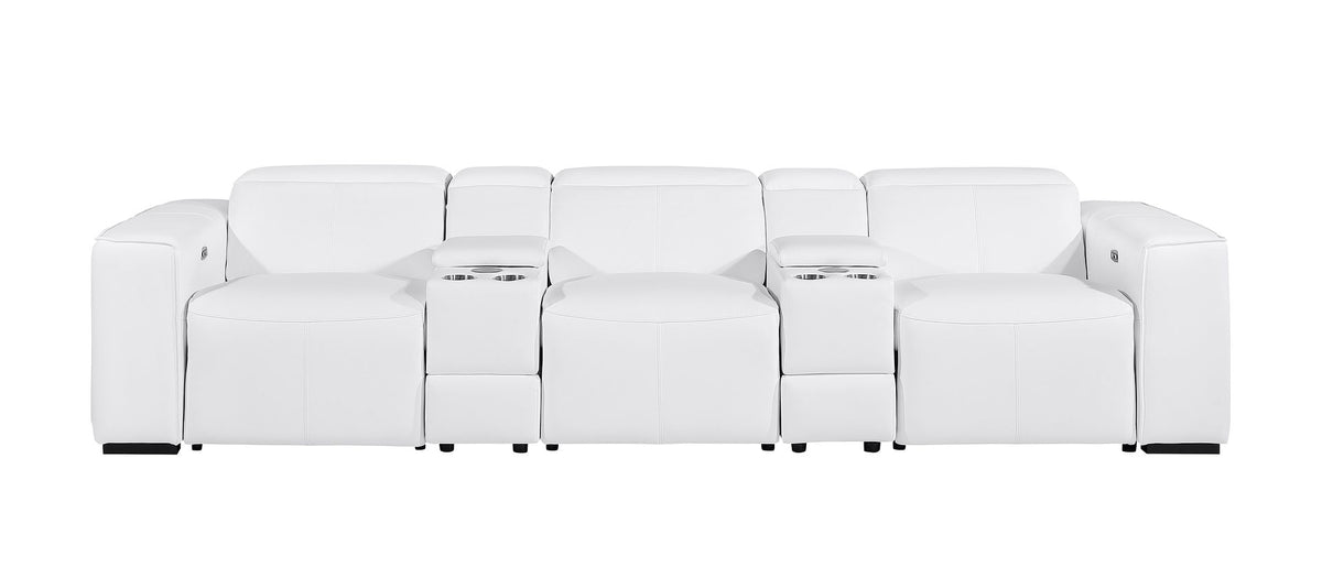 1224 Divanitalia 5-Piece Modular Power Reclining Sofa in Top Grain Italian Leather with 3 Power Recliners & Power Headrests - White - SKU 1224-WHITE-5.3-HT - view 3
