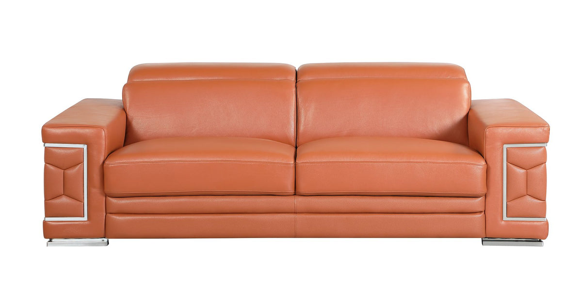 692 Divanitalia Sofa with Adjustable Headrest in Top-grain Italian Leather - Camel - SKU 692-S-CAMEL