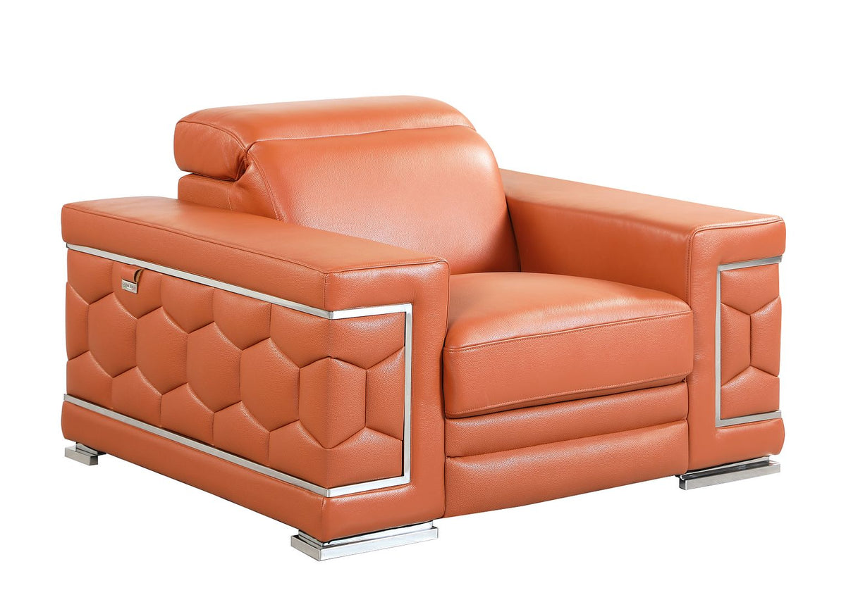 692 Divanitalia 3-Piece Sofa Set with Adjustable Headrest in Top-grain Italian Leather - Camel - SKU 692- CAMEL 3PC (S/L/CH) - GROUP - view 8