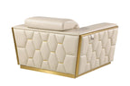 1111 Divanitalia Chair with Adjustable Headrest in Top-grain Italian Leather - Cream - SKU 1111-BEIGE-CH - view 3