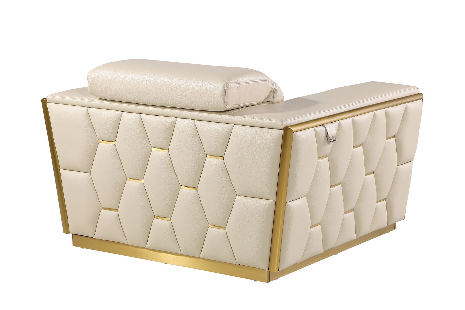 1111 Divanitalia Chair with Adjustable Headrest in Top-grain Italian Leather - Cream - SKU 1111-BEIGE-CH - view 3