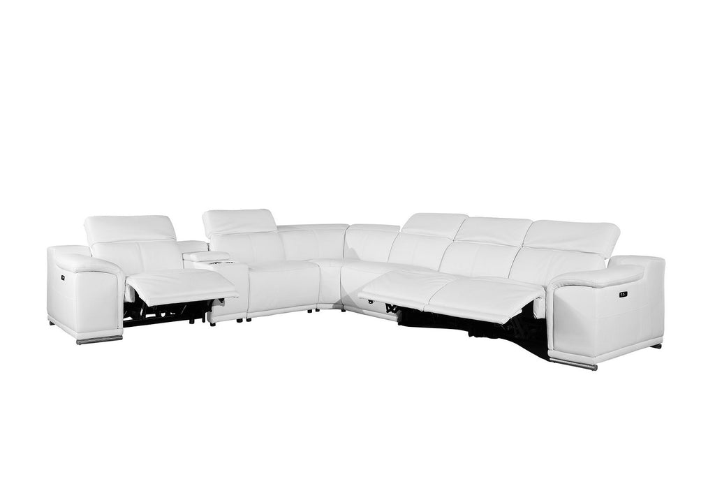 9762 Divanitalia 7-Piece L-Shaped Top Grain Italian Leather Sectional Sofa with 3 Power Recliners