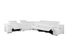 9762 Divanitalia 7-Piece L-Shaped Top Grain Italian Leather Sectional Sofa with 3 Power Recliners