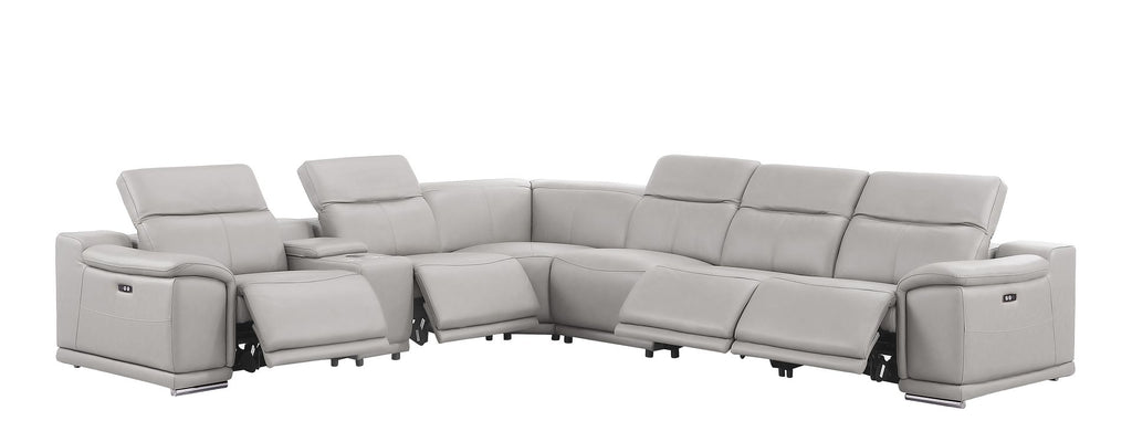 2679 7-Piece L-Shaped Power Reclining Sectional Sofa in Genuine Leather - 4 Recliners