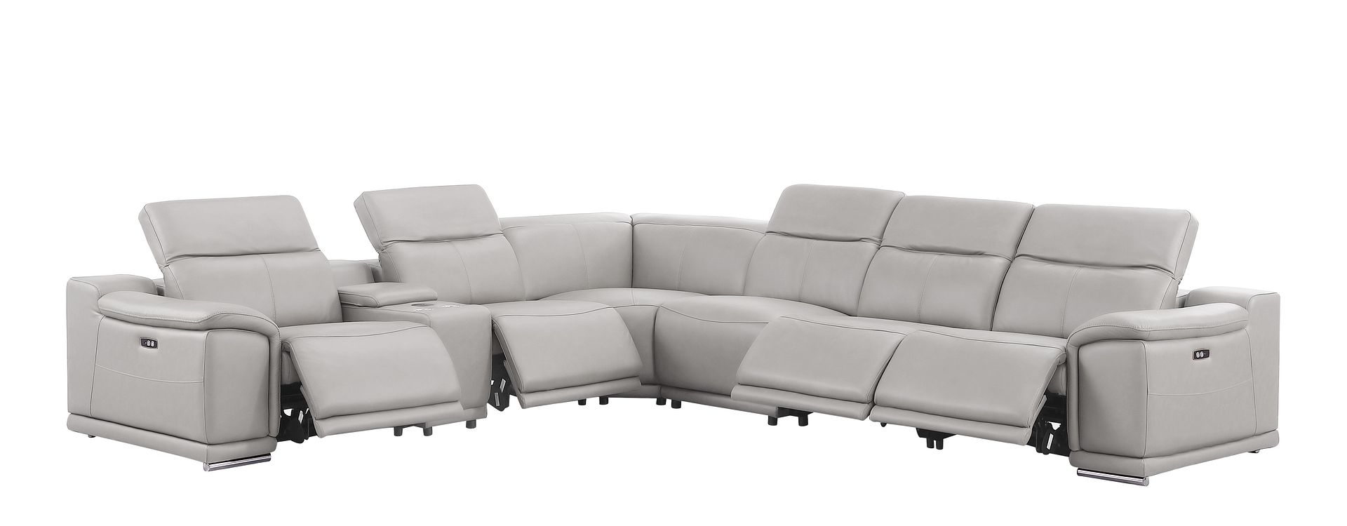 2679 7-Piece L-Shaped Power Reclining Sectional Sofa in Genuine Leather - 4 Recliners
