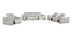 9762 Divanitalia 7-Piece Modular Power Reclining Sofa, Loveseat and Chair Set with 5 Power Recliners in Top Grain Italian Leather - Light Grey - SKU 9762-LT-GREY-7.5-HT-3PC - view 4
