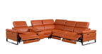 1246 Divanitalia 6-Piece L-Shaped Modular Power Reclining Sectional Sofa with 3 Power Recliners and Power Headrests - Top Grain Italian Leather - Camel - SKU 1246-CAMEL-6PC-3PWR-SECTIONAL - view 4