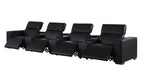 1208 7 Piece Leather Sofa with 4 Power Recliners and Power Headrests - Black - SKU 1208-BLACK-S-7.4-HT - view 5