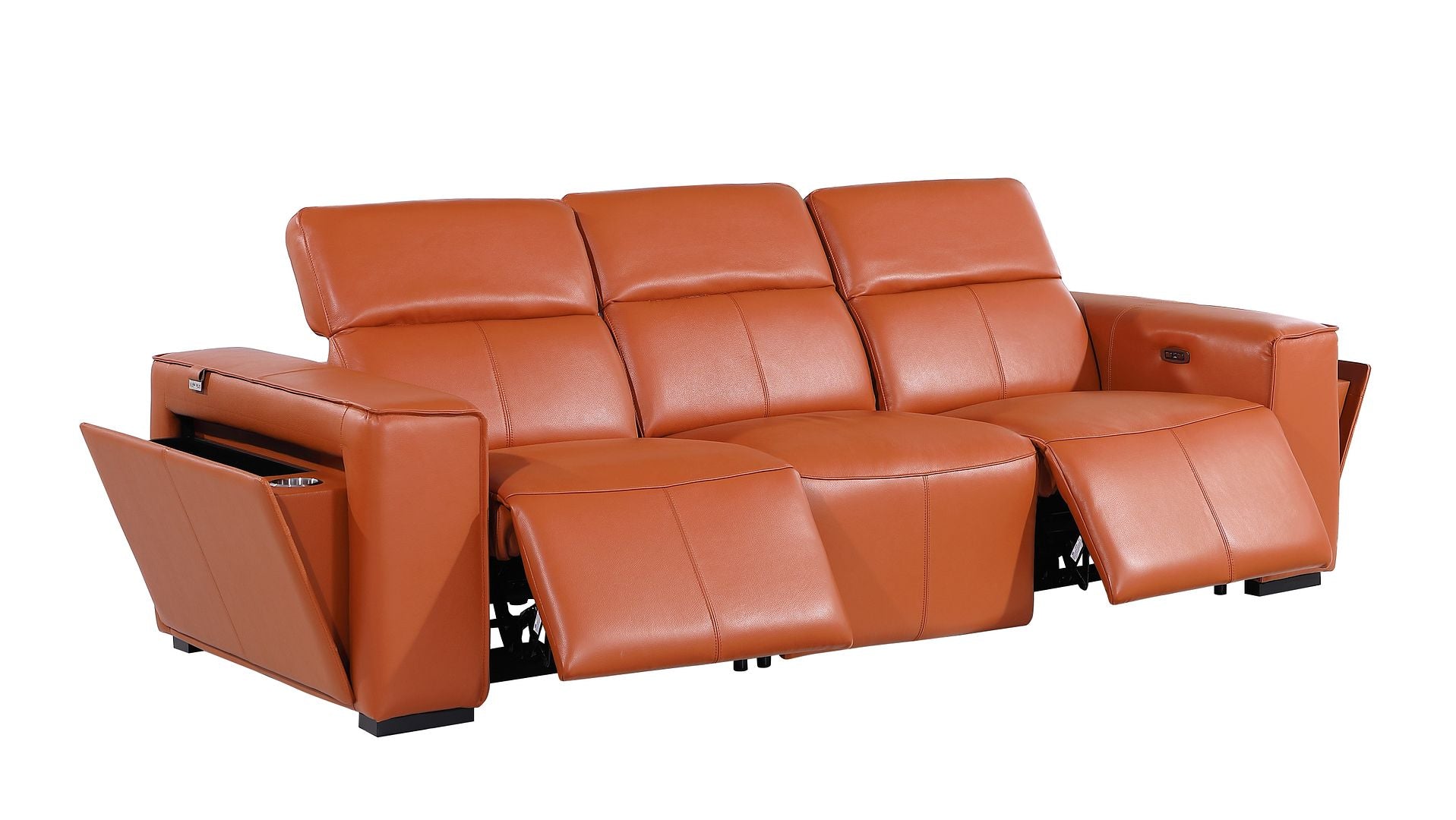 1224 Divanitalia 3-Piece Modular Power Reclining Sofa in Top Grain Italian Leather with 2 Power Recliners & Power Headrests