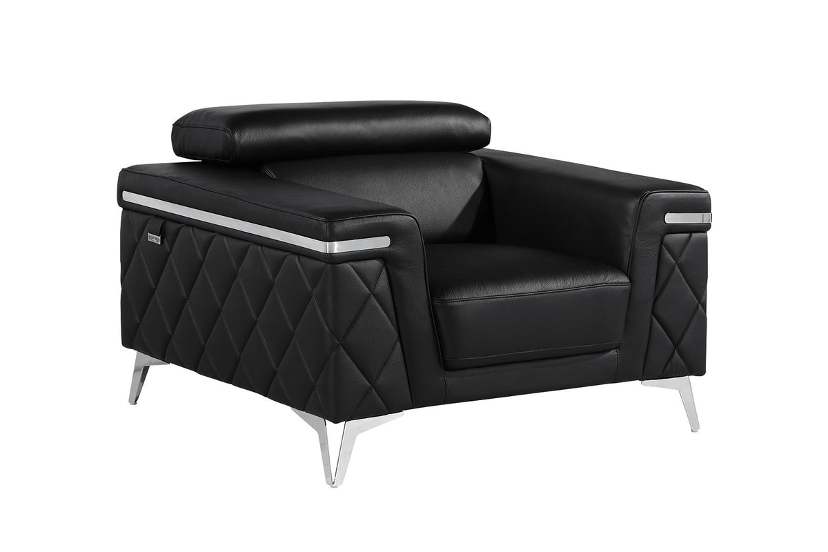 1140 Divanitalia Chair with Adjustable Headrest in Top-grain Italian Leather - Black - SKU 1140-BLACK-CH - view 2