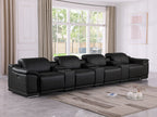 9762 Divanitalia 7-Piece Modular Top Grain Italian Leather Power Reclining Sofa with 4 Power Recliners - Black - SKU 9762-BLACK-S-7.4-HT