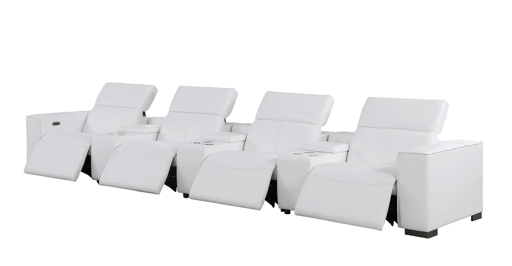 1208 7 Piece Leather Sofa with 4 Power Recliners and Power Headrests - White - SKU 1208-WHITE-S-7.4-HT - view 5