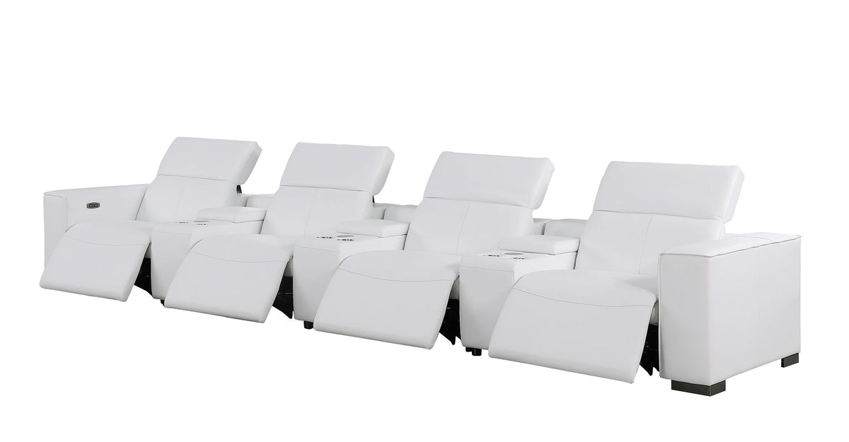 1208 7 Piece Leather Sofa with 4 Power Recliners and Power Headrests - White - SKU 1208-WHITE-S-7.4-HT - view 5