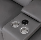 1208 Leather Sofa with 3 Power Recliners and Two Storage Consoles
