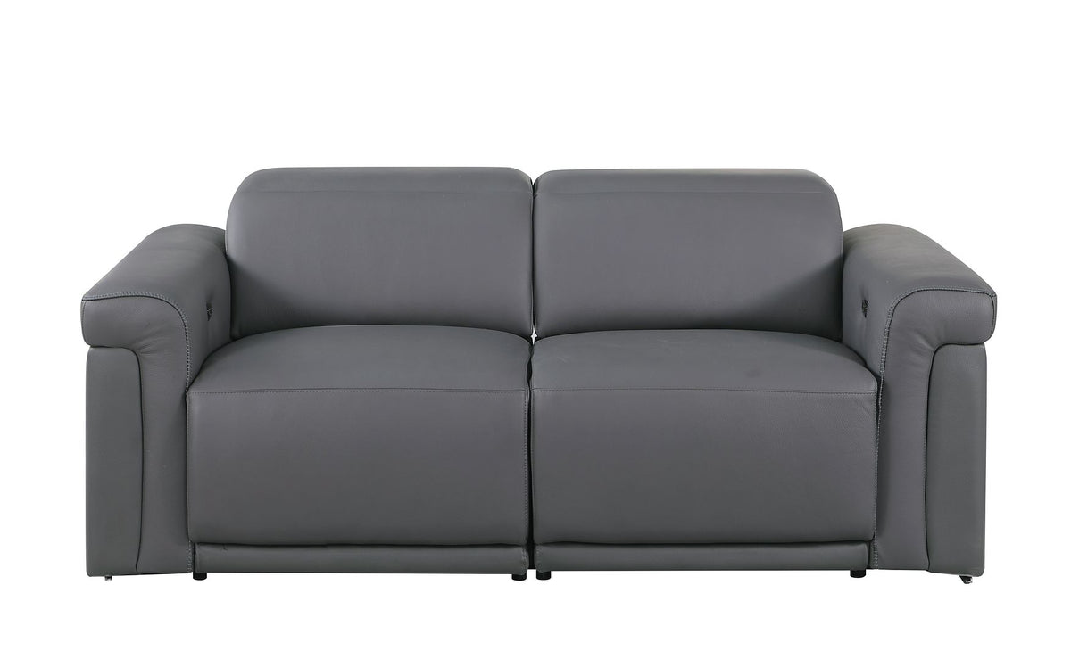 1126 Divanitalia 6-Piece Modular Power Reclining Sofa, Loveseat & Chair Set in Top Grain Italian Leather with 5 Power Recliners & Power Headrests - Dark Grey - SKU 1126-DK_GREY-6.5-HT-3PC - view 8