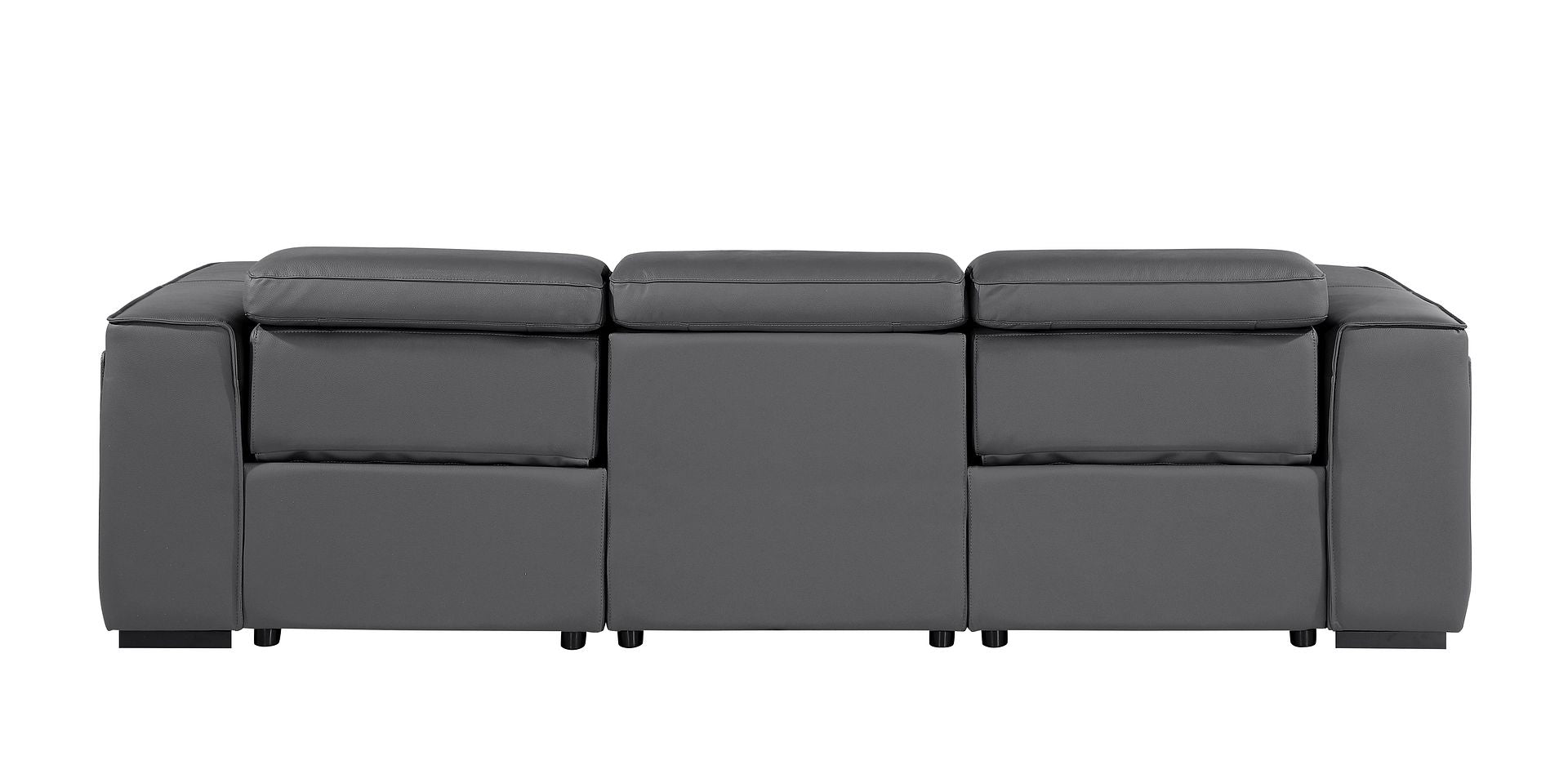 1224 Divanitalia 3-Piece Modular Power Reclining Sofa in Top Grain Italian Leather with 2 Power Recliners & Power Headrests