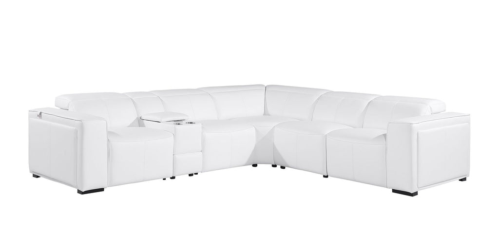 1224 Divanitalia 6-Piece L-Shaped Sectional Sofa in Top Grain Italian Leather with 3 Power Recliners & Power Headrests