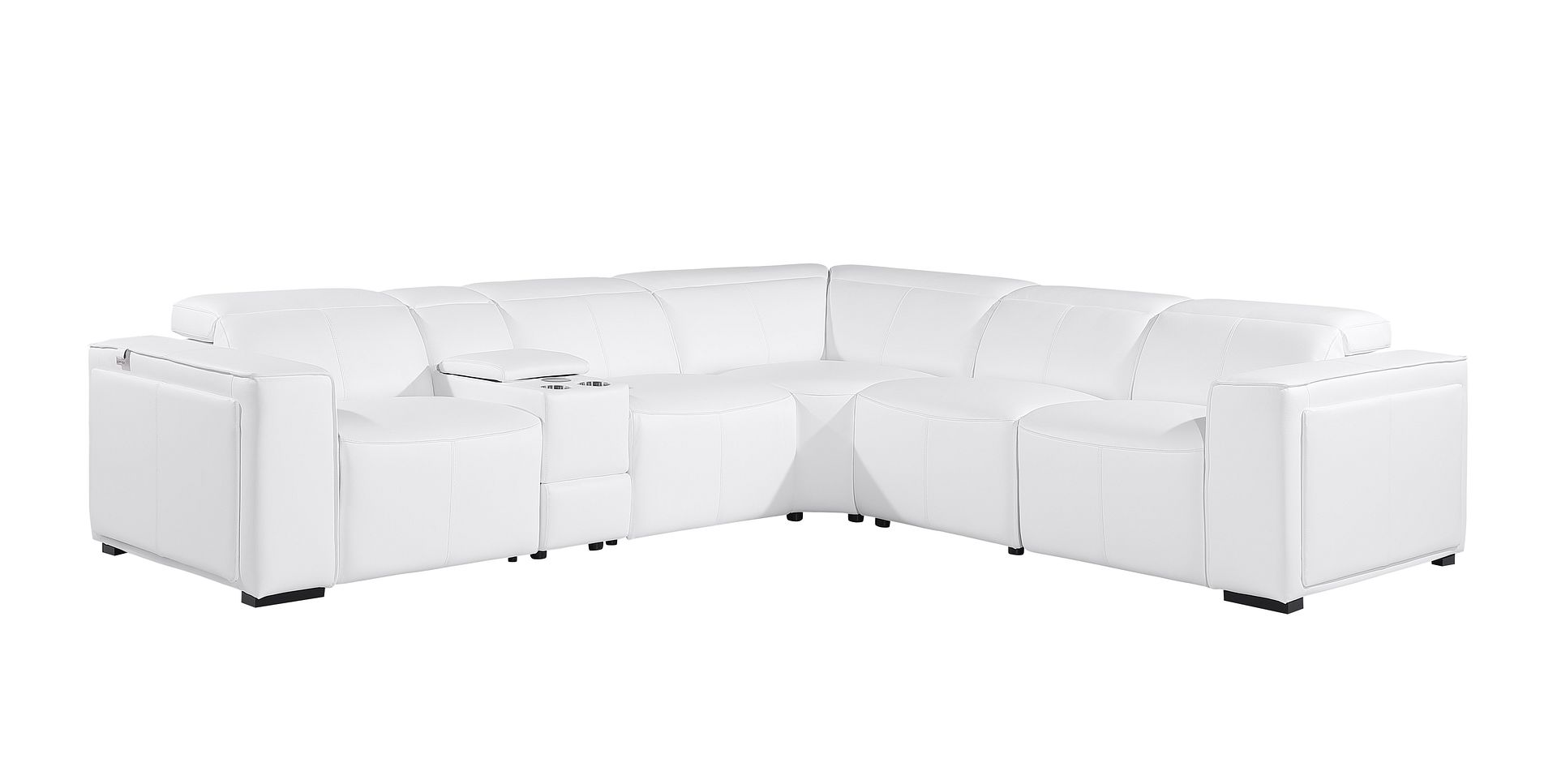 1224 Divanitalia 6-Piece L-Shaped Sectional Sofa in Top Grain Italian Leather with 3 Power Recliners & Power Headrests