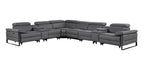 1246 Divanitalia 8-Piece L-Shaped Modular Power Reclining Sectional Sofa with 3 Power Recliners and Power Headrests - Top Grain Italian Leather